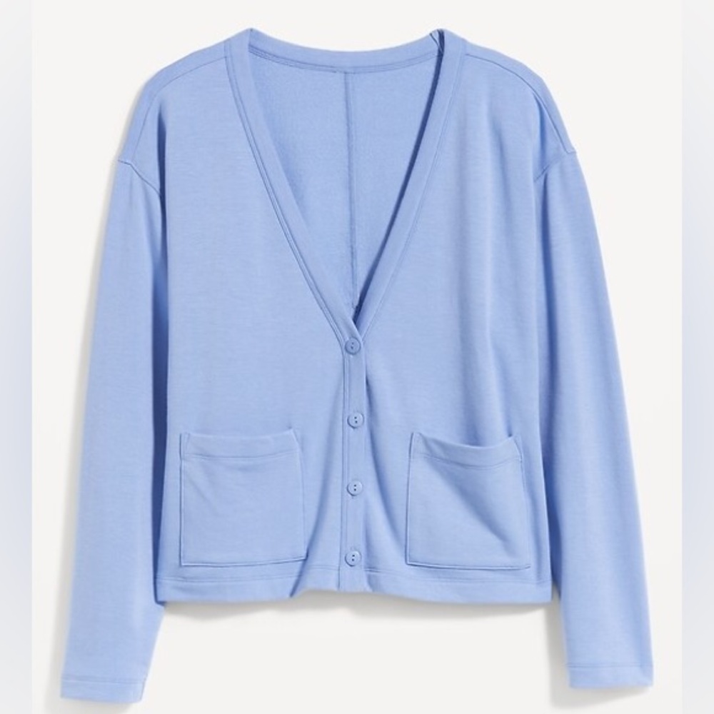 NWT Old Navy Oversized Fleece Button-Down‎ Blue Cardigan Robe Large Comfy Casual